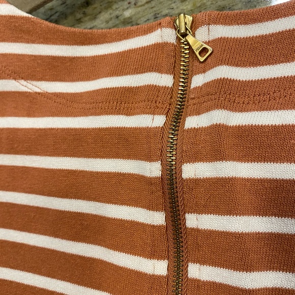 Loft Nautical Striped Cotton Dress Terracota Orange and white - Picture 5 of 6